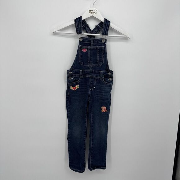 Jordache Girls Kids Overall Bibs Colorful Patches Size 4/5 - Picture 1 of 10
